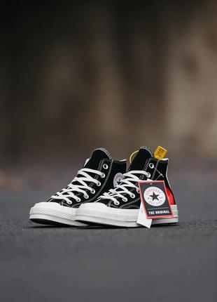 Кеды женские, мужские converse chuck taylor all star comme des garcons high, черно-белые, конверс2 фото