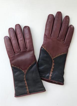 Кожаные перчатки roeckl германия колорблок кожа шкіряні рукавиці