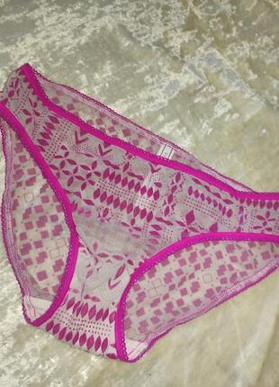 Трусики брифы из сетки с флоковым бархатистым принтом