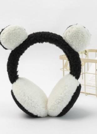Навушники теплі з вушками тедді чорний one size.