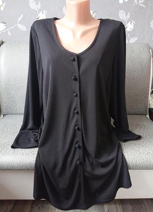 Женский чёрный кардиган на пуговицах большой размер батал 50 /52 блузка кофта1 фото