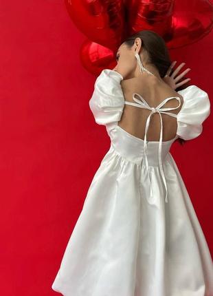 Сукня плаття легке повітряне креп костюмка пишне на підкладці рукава регулюються на шнурівці гола спина5 фото