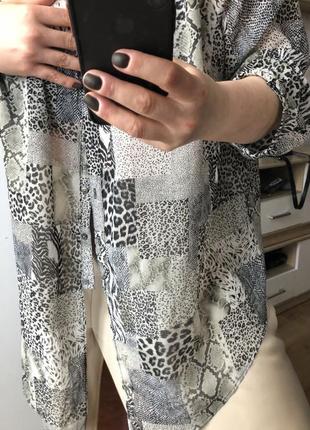 Шифонова блузка на зав’язку леопардовий принт, пітон, шифон3 фото