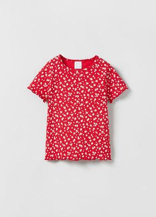 Футболка с цветочным принтом zara