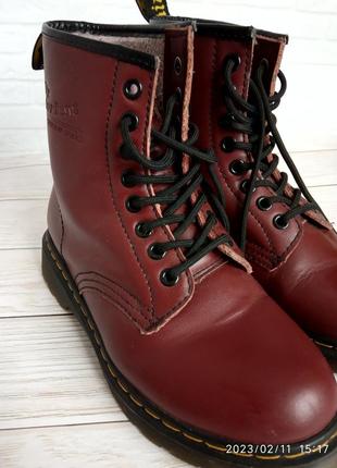 Ботинки ботинки dr martens из натуральной кожи коричневые, вишневые6 фото