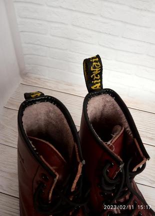 Ботинки ботинки dr martens из натуральной кожи коричневые, вишневые7 фото