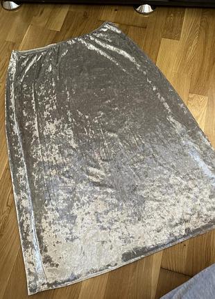 Велюровая юбка миди