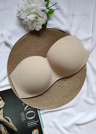 Неймовірний зручний бежевий бюстгальтер wonderbra ліфчик бандо тілесний бюстік
