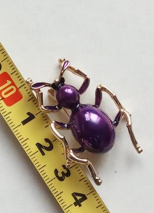 Стильная брошь брошка муравей мурашка, позолота 4х2 см жук4 фото