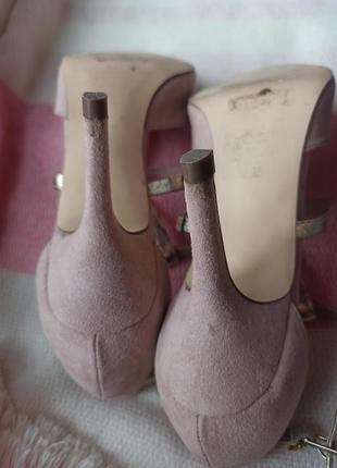 Бежевые замшевые туфли, босоножки с закрытой пяткой7 фото