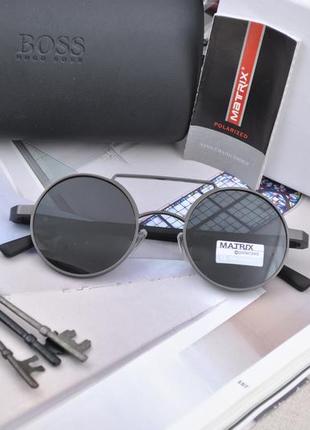 Фирменные солнцезащитные круглые мужские очки matrix polarized mt8393