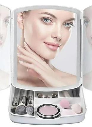 Настільне дзеркало для макіяжу large led mirror "my foldaway lighted makeup mirror"