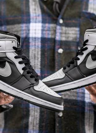 Кроссовки air jordan retro 1 black\grey white3 фото