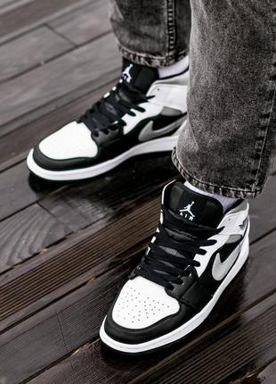 Кроссовки air jordan retro 1 black\grey white4 фото