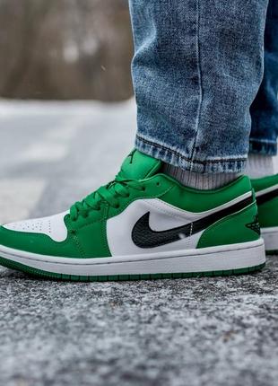 Кросівки air jordan retro 1 low "white green"