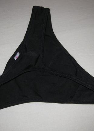 Секси черные трусы стринги км1536 супер тянутся эластичные с золотым напылением листики цветы