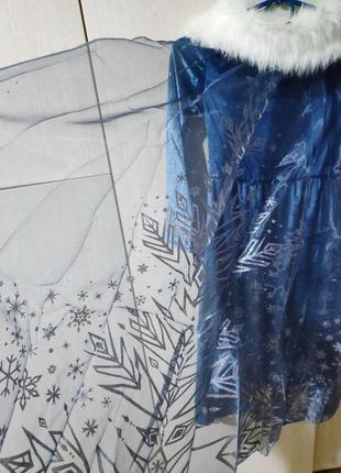 Платье эльзы велюровое с мехом и длинным шлейфом рост 150см 9-10лет + аксессуары набор9 фото