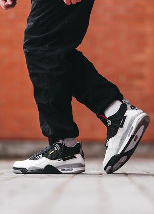 Мужские кроссовки nike air jordan 4 retro black white 41-42-43-44-45-466 фото