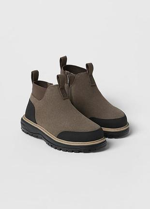 Ботінки шкіра замш zara оригінал унісекс хлопчику дівчинкі бежеві 31 розмір ботинки чоботи чобітки