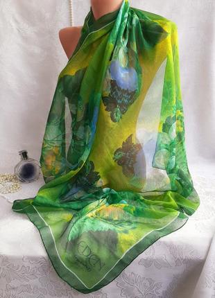 Cacharel eden 🦚 платок винтаж яркий весенний франция райский сад большой косынка