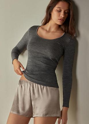 Лонгслів в рубчик intimissimi wool&silk з шерсті та шовку