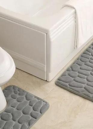 Набор ковриков для ванны и туалета 2шт, серый коврик1 фото
