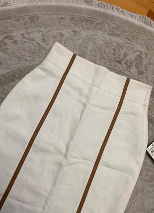 Новая белая юбка из льна от zara4 фото