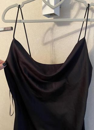Платье черная сатиновая мини от topshop атласное в бельевом стиле3 фото