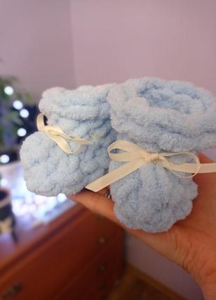 Пинетки носки теплые для новорожденных1 фото