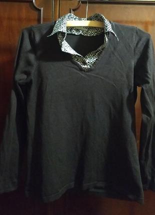 Джемпер с шелковым цветным воротником canda