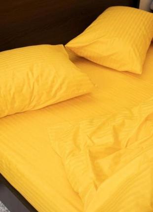 Семейный комплект постельного белья желтый  страйп сатин виталина