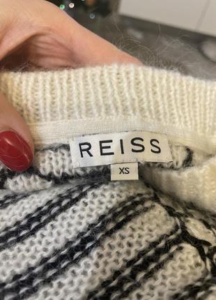 Вязаный черно-белый свитер reiss оверсайз из смеси мохера в ромбы молочный кремовый черный9 фото