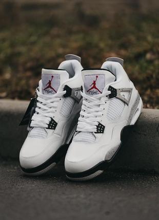 Мужские кроссовки nike air jordan 4 retro white grey 42-43-44-45-46