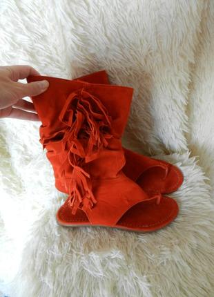 ✅ летние сандалии велюр с бахрамой