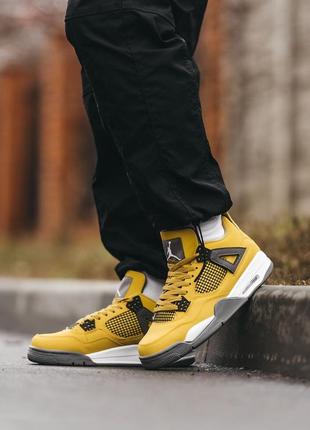 Мужские кроссовки nike air jordan 4 retro yellow grey 40-41-44-45