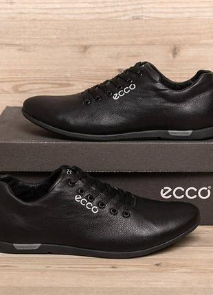 Стильные туфли, ботинки экко ecco кожаные черные мужские (весна/осень/деми/демисезонные) для мужчин, удобные, комфортные3 фото