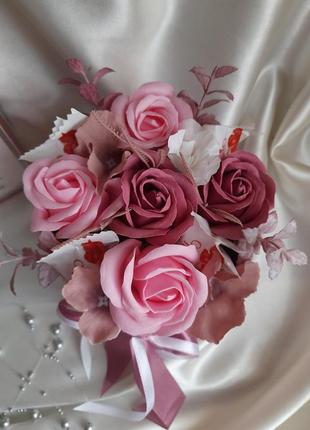 Букет з мильних квітів на день закоханих, подарунок на день народження2 фото