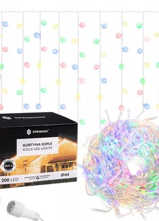 Гірлянда бахрома вулична (зовнішня) springos 8 м 200 led cl0203 mix poland
