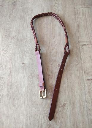 Стильний тонкий плетений жіночий шкіряний ремінь pieces. розмір 75.