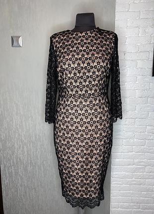 Шикарное платье миди по фигуре ажурное платье на физической подкладке tu, l