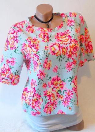 Яркая прямая блуза на лето мятная футболка топ неоновая