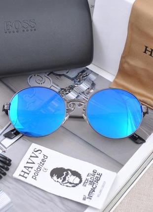 Фирменные солнцезащитные очки  havvs polarized hv68005 круглые с боковой шорой1 фото