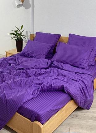 Евро комплект постельного белья черный голубой бирюзовый страйп сатин виталина 200х220