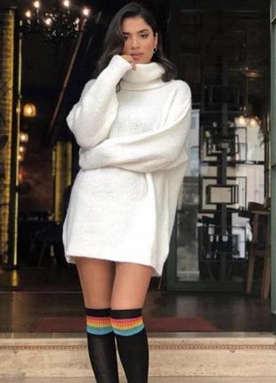 Туніка жіноча біла оверсайз туніка з горлом