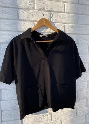 Чорне вкорочене поло primark