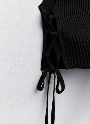 Топ, топік, майка, на зав'язках, в рубчик, з розрізами, zara6 фото