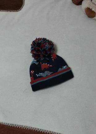Тепла демісезонна шапка в динозаври для хлопчика