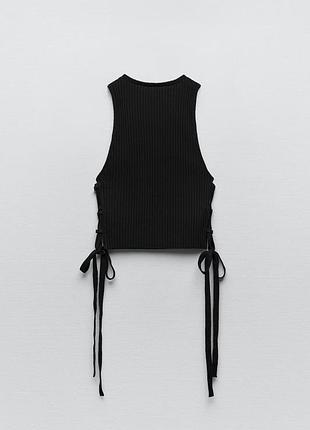 Топ, топік, майка, на зав'язках, в рубчик, з розрізами, zara