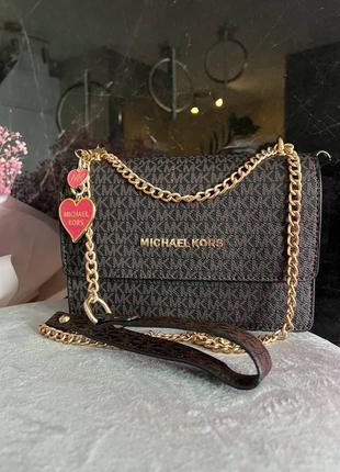 Женская маленькая темно коричневая сумка с цепочкой через плечо michael kors 🆕 кросс боди