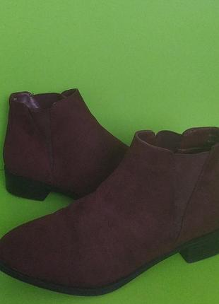 Бордовые марсала ботинки на низком ходу the collection debenhams, 4/37
